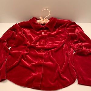 Red Velour Button-down Christmas Top